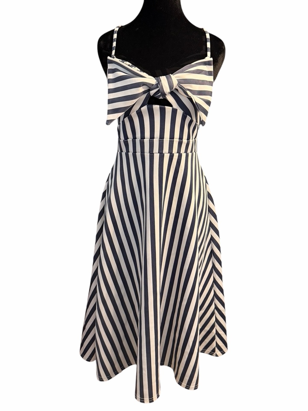 Boohoo Striped Mini Dress Size 4 Navy White